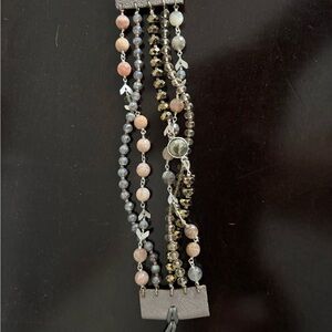 Multi-Strand Beaded Bracelet in Gray and Taupe